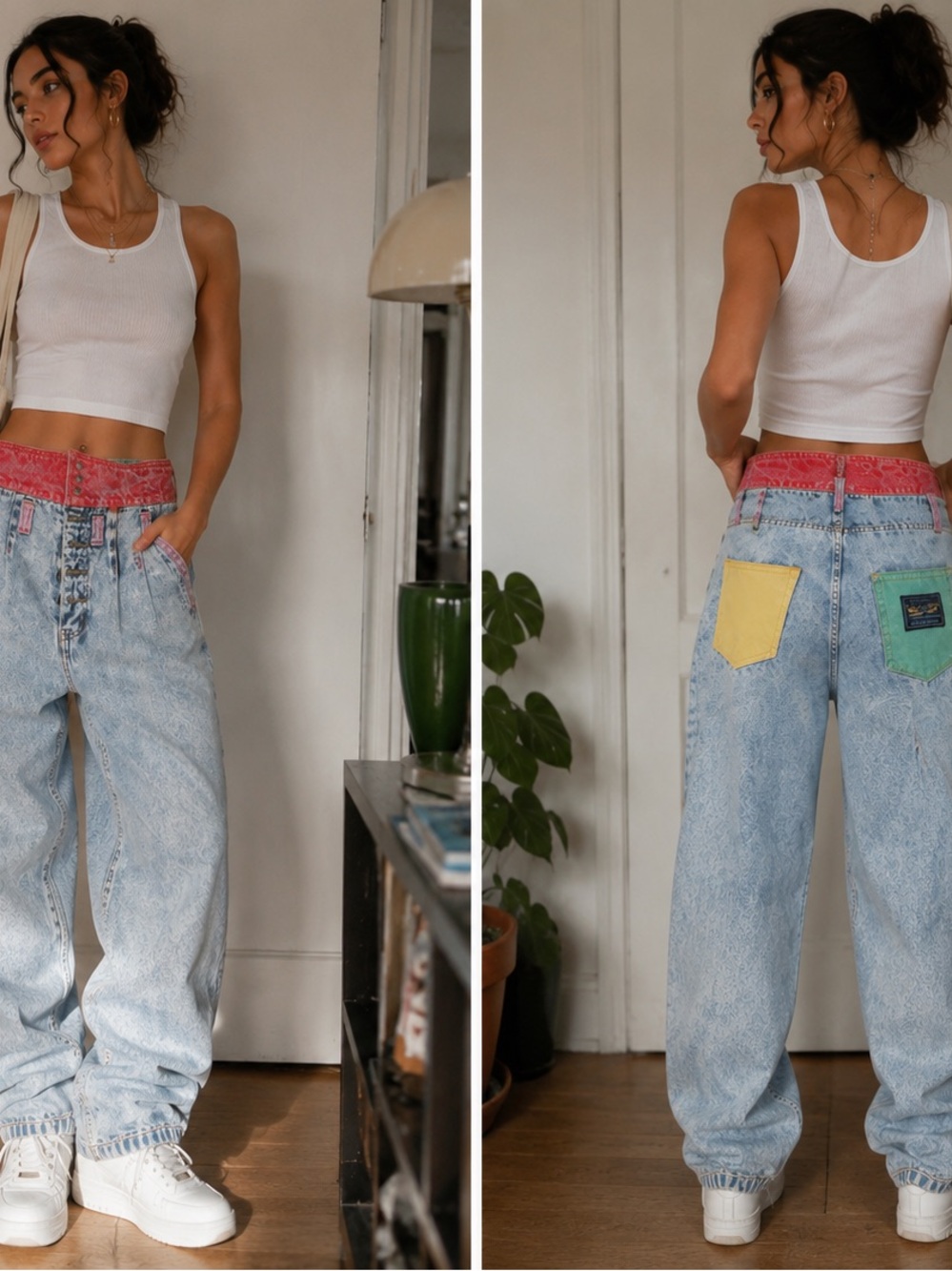 Vintage Limited Express Acid Wash Colorblock High Rise Jeans Rare 80s 90s